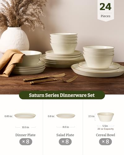 Saturn Stoneware Dishes Dinnerware Set for 8 (24 Count)