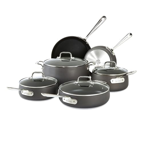 HA1 Hard Anodized Nonstick Cookware Set 10 Piece Induction Oven Broiler Safe 500F
