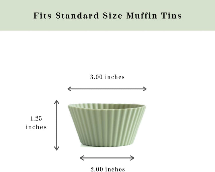 The Silicone Kitchen Reusable Silicone Baking Cup Silicone Muffin Liners for Cupcakes, BPA Free, Regular, 12 Pack, White Blue Green