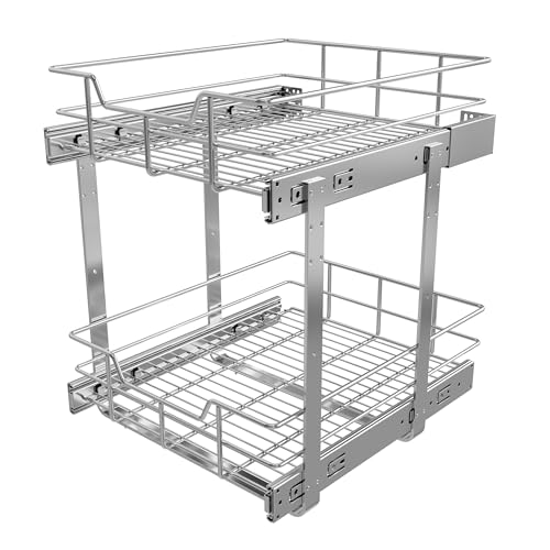 2 Tier Pull Out Cabinet Organizer 15" W X 17" D (2 Tier - Chrome-Plated / 15" W X 17" D)