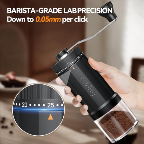 World's First 60g Large Capacity Manual Coffee Grinder (MEGA PRO Black / Steel Burr)