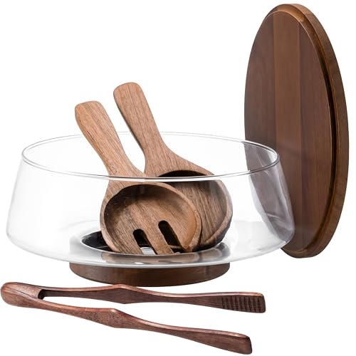 Extra Large Glass Salad Bowl Set (Clear Glass)