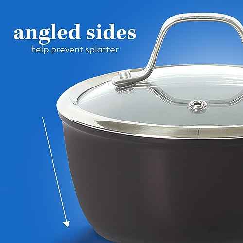 Kitchen Essentials 10 Piece PFA Free Titanium Ceramic Nonstick Interior Forged Aluminum Cookware Pots and Pans Set