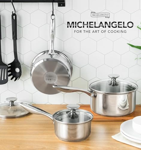 Triply Stainless Steel Saucepan Set with Lids 6pcs