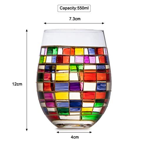 Renaissance Stained Glass Wine Glasses Set of 2
