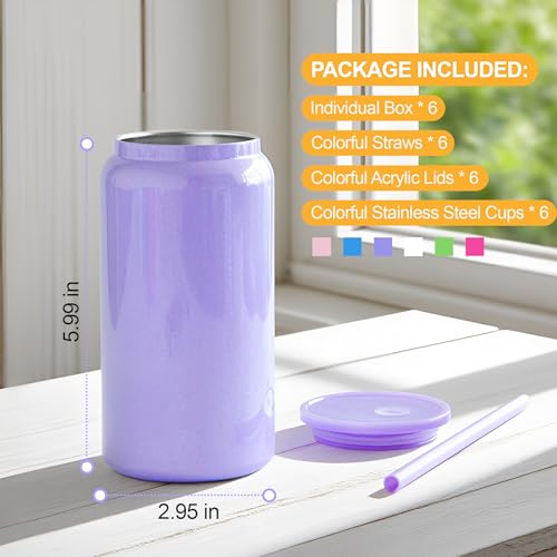 Stainless Steel Cups with Lids and Straws (Iridescent-Colored)