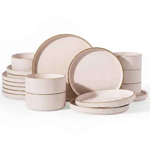 Stoneware Dishes Dinnerware Sets for 6 (18 Count)