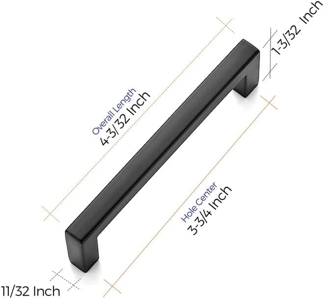 Ravinte Square Bar Black Matte Drawer Handles - Kitchen Cabinet Pulls in 20 Pack (3-3/4 Inch)