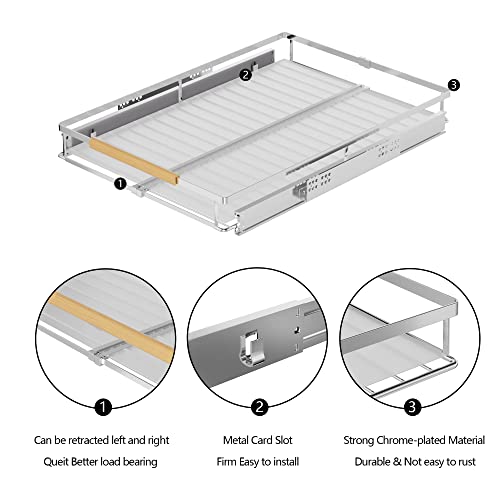 Pull Out Cabinet Organizer (S:12.1~18.4" W x 22.5" D / Chrome-3pack)