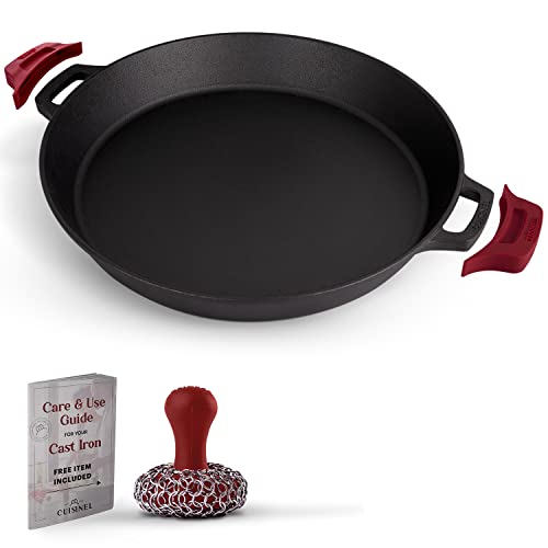 Cast Iron Skillet + Chainmail Scrubber Cleaner (Dual Handle Skillet / 17")