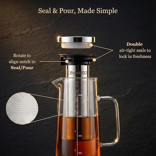 Airtight Cold Brew Coffee Maker Pitcher (Gray / 34 Ounces)