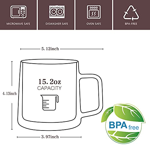 Double Walled Glass Coffee Mugs (15oz(1 pack))