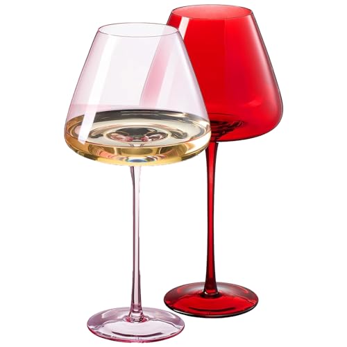 Love Red & Pink Crystal Wine Glasses