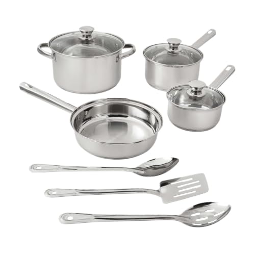 10 Piece Stainless Steel Cookware Set With Tri