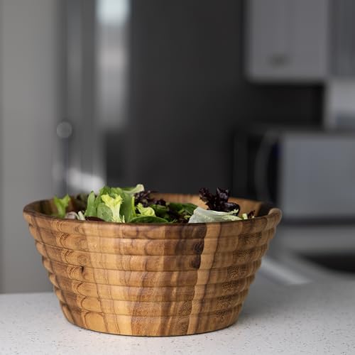 Acacia Wood Salad Bowl (12" Large Beehive Salad Bowl)