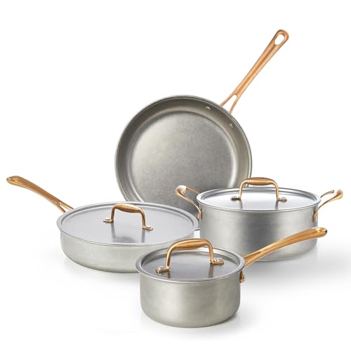 7 Piece Retro Stainless Steel Cookware Set