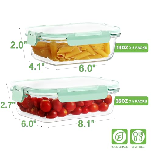 10 Pack Glass Meal Prep Containers (Blue / 10 Pack)