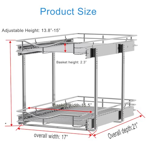 2 Tier Pull Out Cabinet Organizer (Chrome / 17" W X 21" D)