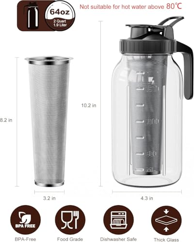 2 Pack Cold Brew Coffee Maker (2 Pack 64oz - Black)