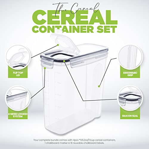 Cereal Containers Storage Set with Lids (Clear / 4 Liter (Pack of 3))