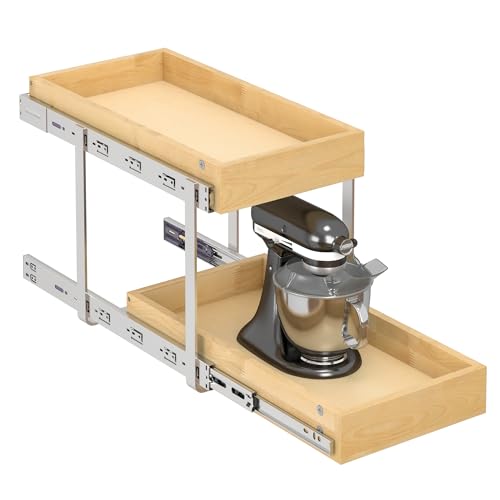 2 Tier Pull Out Cabinet Organizer with Soft Close Slides (11''W x22''D / 2 Tiers)