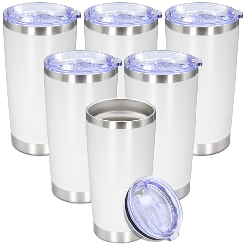 20 oz Tumbler Insulated Tumblers Stainless Steel Coffee Mug (White)
