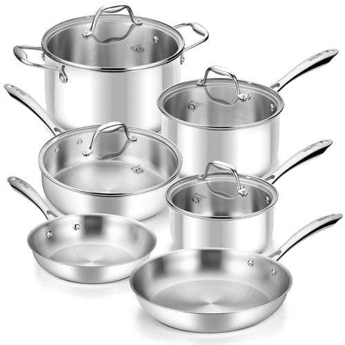 Tri Ply Stainless Steel Cookware Set 10 Piece