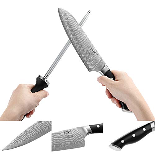 15 Piece Damascus Kitchen Knife Set with Beechwood Block
