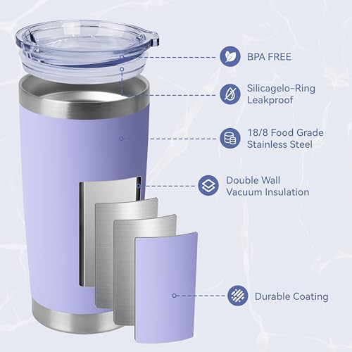 20oz Stainless Steel Tumblers Bulk (Light Purple-A / 4 Count (Pack of 1))
