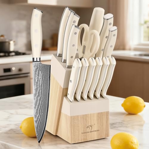 Damascus Kitchen Knife Set 14 Pieces with Shears & Sharpener