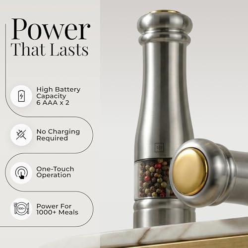 Electric Salt and Pepper Grinder Set (Silver)
