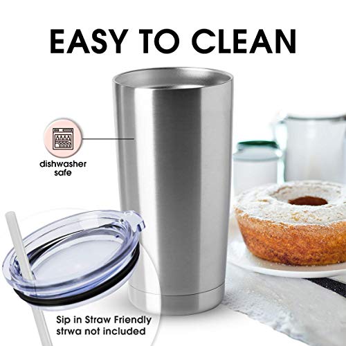 20oz Tumblers Bulk Stainless Steel Cups with Lid Double Wall Vacuum Insulated Coffee Mugs for Cold & Hot Drinks Pack (Stainless Steel-A / 1 Count (Pack of 1))
