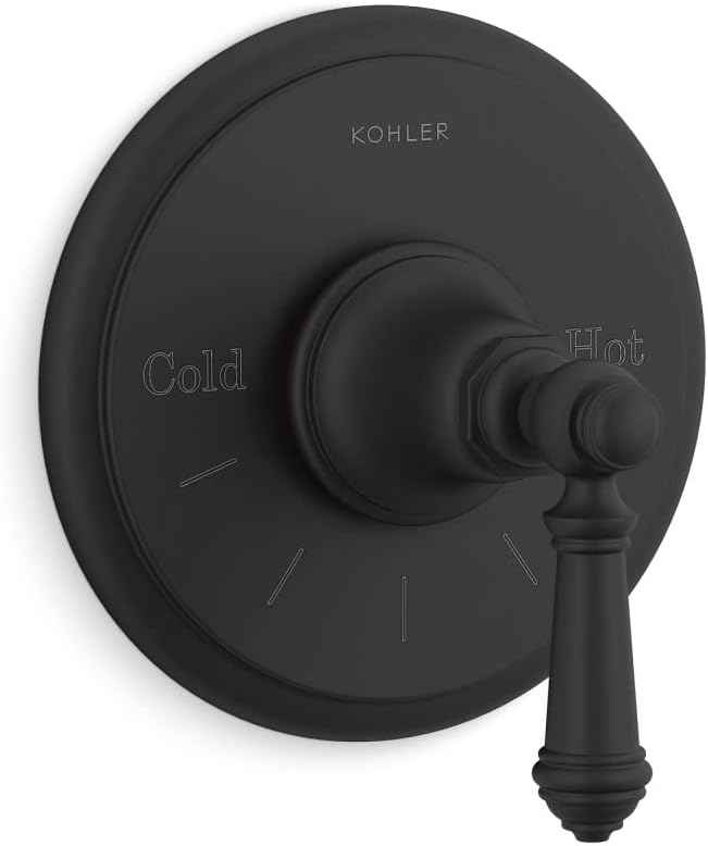 KOHLER T72769-4-BL Artifacts Mastershower Temperature Control Valve Trim With Lever Handle, LVR, MATTE BLACK