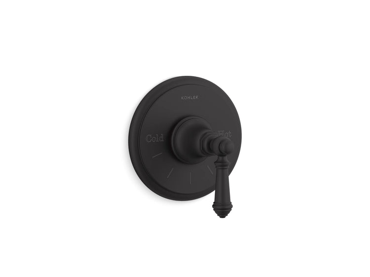 T72769-4-BL Artifacts Mastershower Temperature Control Valve Trim With Lever Handle, LVR, MATTE BLACK