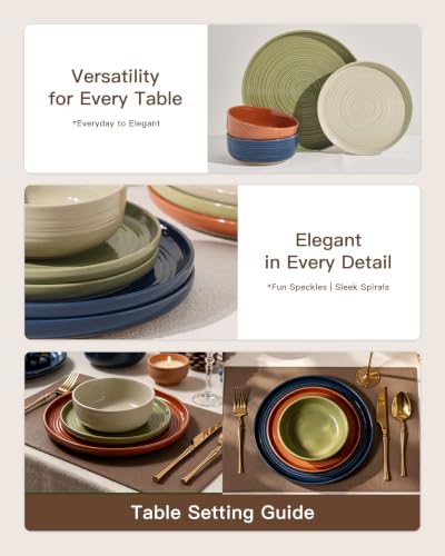 Ceramic Dinnerware Set for 4 (Multicolor (Earthy Tones))