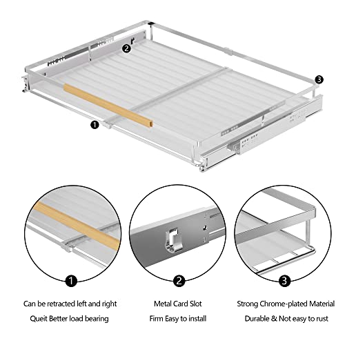 Pull Out Cabinet Organizer (M:16.1~26.4" W x 17.3" D / Chrome-2pack)