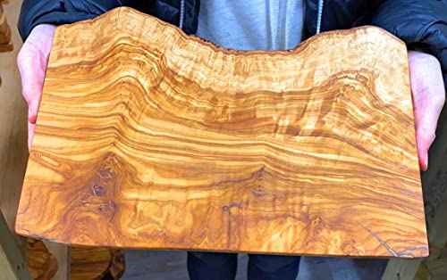 20" Rustic Handmade Bark Edge Olive Wood Charcuterie Board by Orchard Hardwoods