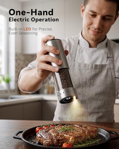 Rechargeable Electric Salt and Pepper Grinder Set (Silver/Black / Set)
