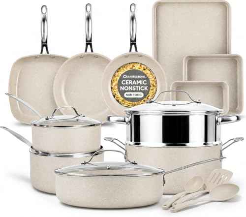Ceraluxe 20Pc Pots and Pans Set Non Stick Ceramic Cookware Set