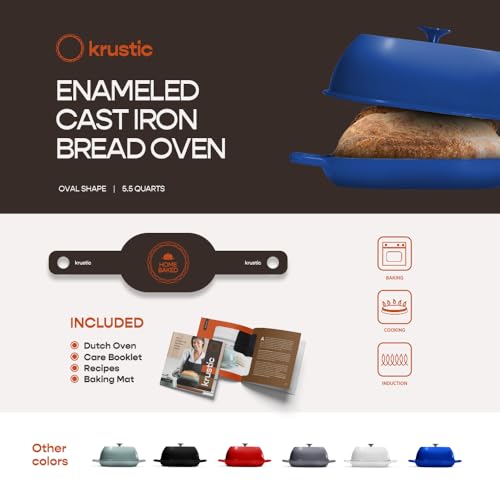 Enameled Cast Iron Dutch Oven for Professional Sourdough Bread Baking
