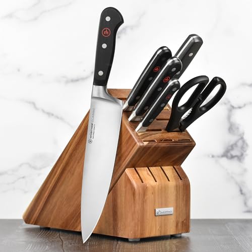 Wusthof Classic 7 Piece Knife Set with Acacia Block (7 Count)