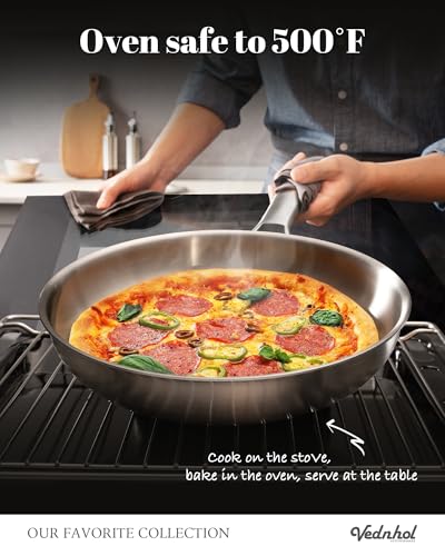 Stainless Steel Frying Pan Set with Lids 8+10+12 Inch