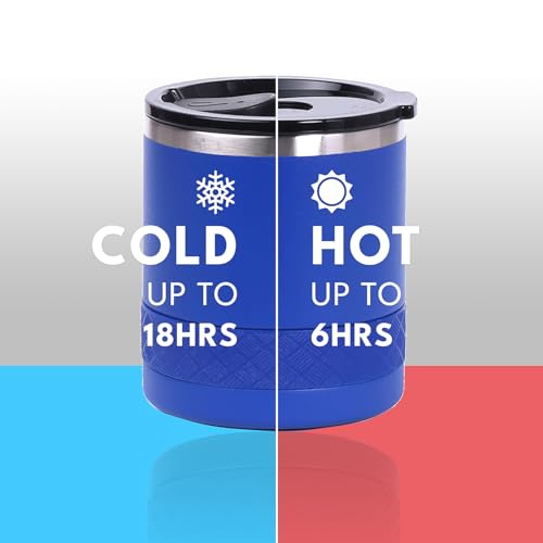 Recess Lowball 10oz Stainless Steel Tumbler Whiskey Glass w (10 Ounces / Royal Blue)