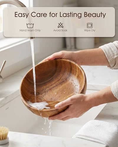 Large Wooden Salad Bowls Set of 2 (Brown Large(set of 2))
