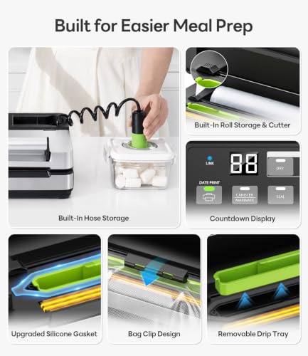 98kPa Vacuum Sealer with FoodTrace Label Printing & Food Management App
