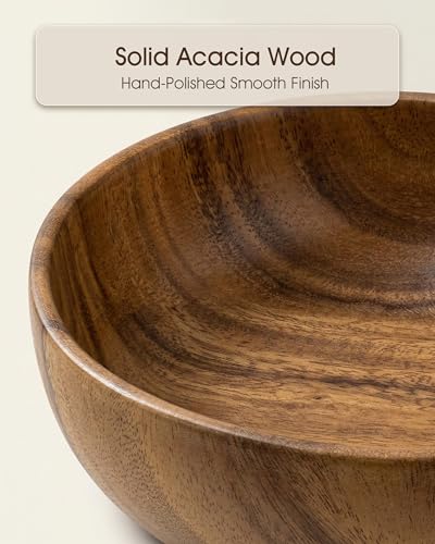 Large Wooden Salad Bowls Set of 2 (Brown Large(set of 2))