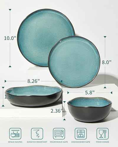 24 Pieces Dinnerware Set for 6 with Pasta Bowls