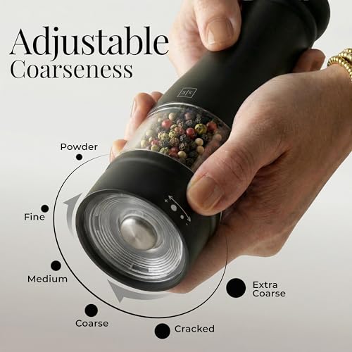 Electric Salt and Pepper Grinder Set (Black/White)