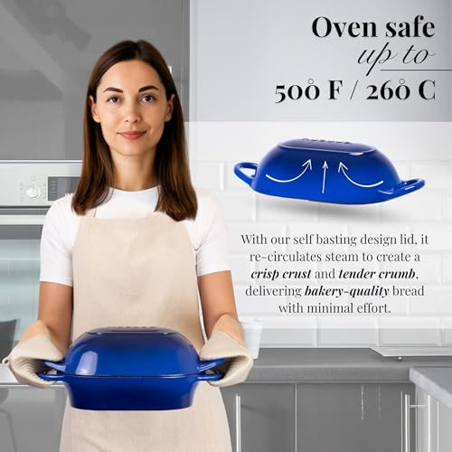 Dutch Oven For Sourdough Bread Baking (24cm x 16cm / Dark Blue)