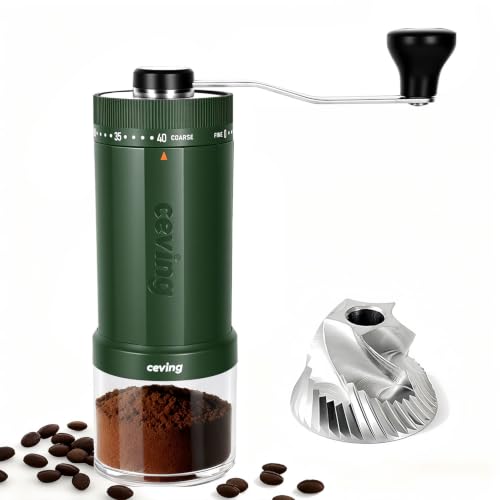 World's First 60g Large Capacity Manual Coffee Grinder (MEGA PRO Green / Steel Burr)